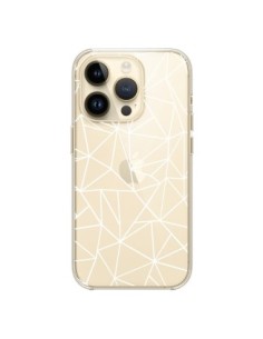 Coque iPhone 14 Pro Lignes Triangles Grid Abstract Blanc...