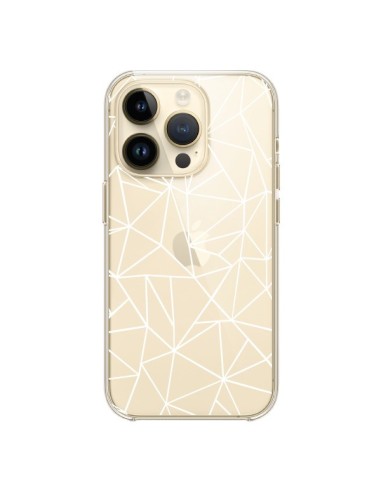 Coque iPhone 14 Pro Lignes Triangles Grid Abstract Blanc Transparente - Project M