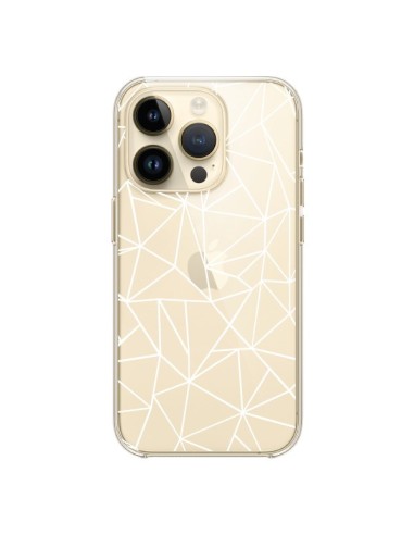 Cover iPhone 14 Pro Linee Triangoli Grid Astratto Bianco Trasparente - Project M