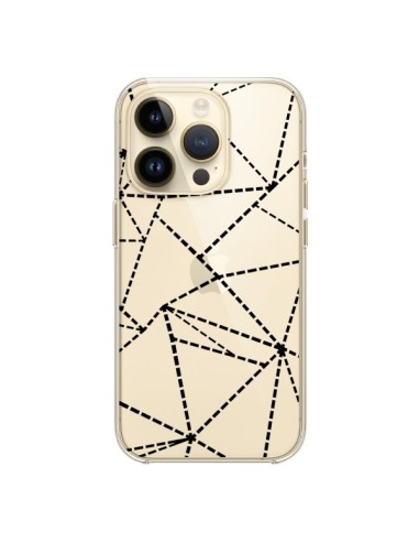 Coque iPhone 14 Pro Lignes Points Abstract Noir Transparente - Project M