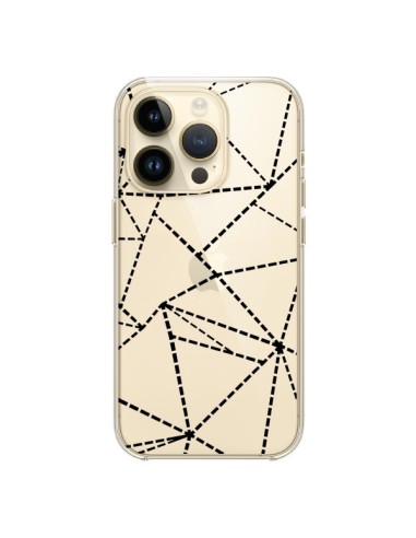 iPhone 14 Pro Case Lines Points Abstract Black Clear - Project M