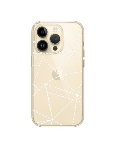 Coque iPhone 14 Pro Lignes Points Abstract Blanc Transparente - Project M