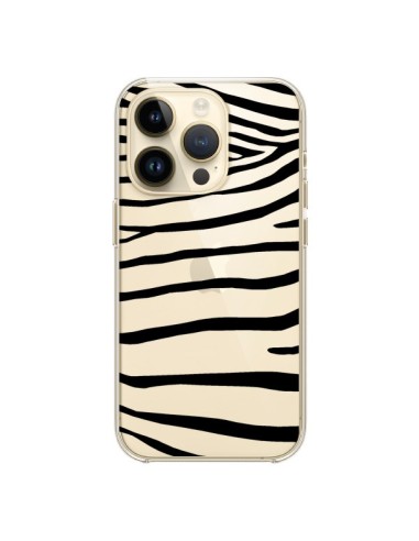 Coque iPhone 14 Pro Zebre Zebra Noir Transparente - Project M
