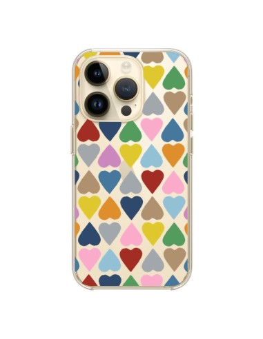 Coque iPhone 14 Pro Coeurs Heart Couleur Transparente - Project M