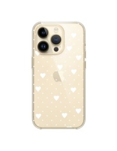 Cover iPhone 14 Pro Punti Cuori Bianco Trasparente -...