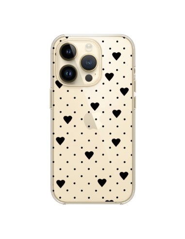 Coque iPhone 14 Pro Point Coeur Noir Pin Point Heart Transparente - Project M