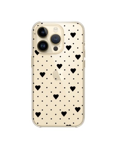 iPhone 14 Pro Case Points Hearts Black Clear - Project M