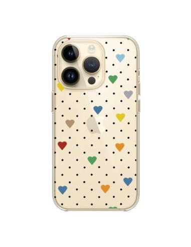 iPhone 14 Pro Case Points Hearts Colorful Clear - Project M
