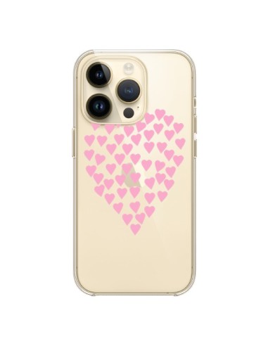 iPhone 14 Pro Case Hearts Love Pink Clear - Project M