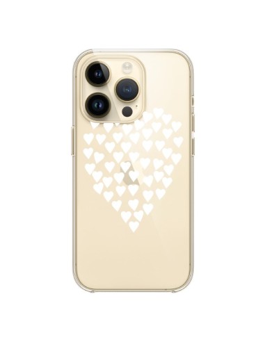 Coque iPhone 14 Pro Coeurs Heart Love Blanc Transparente - Project M