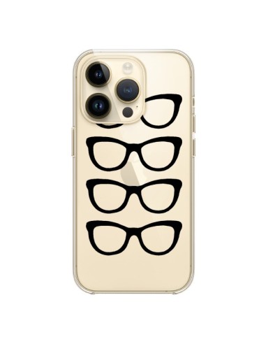 Cover iPhone 14 Pro Occhiali da Sole Nero Trasparente - Project M