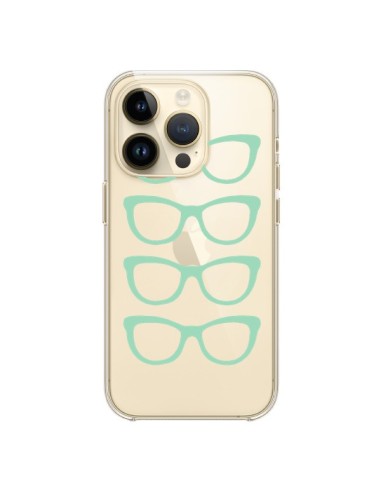 Cover iPhone 14 Pro Occhiali da Sole Verde Menta Trasparente - Project M