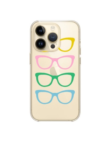 Cover iPhone 14 Pro Occhiali da Sole Colorati Trasparente - Project M