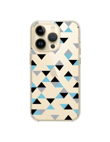 iPhone 14 Pro Case Triangles Ice Blue Black Clear - Project M
