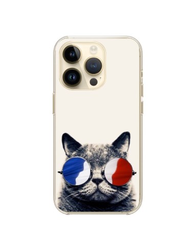 Coque iPhone 14 Pro Chat à lunettes françaises - Gusto NYC