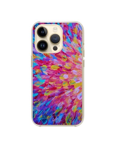 Coque iPhone 14 Pro Fleurs Bleues Roses Splash - Ebi Emporium