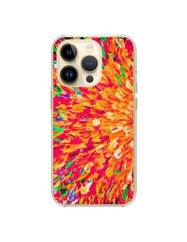 Coque iPhone 14 Pro Fleurs Oranges Neon Splash - Ebi Emporium