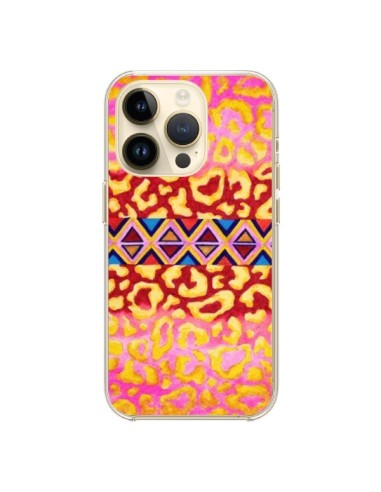 iPhone 14 Pro Case Tribal Leopard Pink - Ebi Emporium