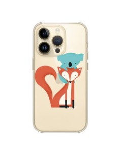 Coque iPhone 14 Pro Renard et Koala Love Transparente -...