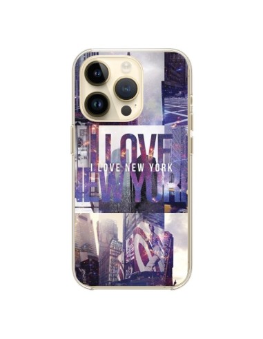 Coque iPhone 14 Pro I love New Yorck City violet - Javier Martinez