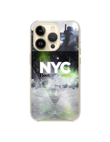 Coque iPhone 14 Pro I Love New York City Vert - Javier Martinez