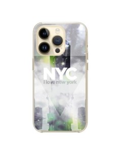 Coque iPhone 14 Pro I Love New York City Gris Vert -...
