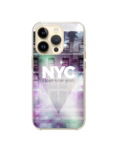 Coque iPhone 14 Pro I Love New York City Violet Vert - Javier Martinez