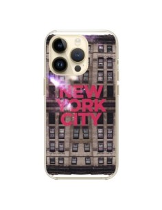 Coque iPhone 14 Pro New York City Buildings Rouge -...
