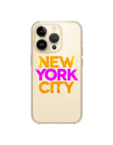 Coque iPhone 14 Pro New York City NYC Orange Rose Transparente - Javier Martinez