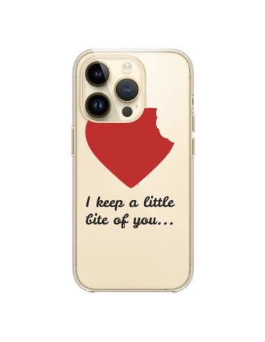 Coque iPhone 14 Pro I keep a little bite of you Love Heart Amour Transparente - Julien Martinez