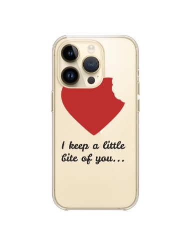 Cover iPhone 14 Pro I keep a little bite of you Amore Heart Amour Trasparente - Julien Martinez