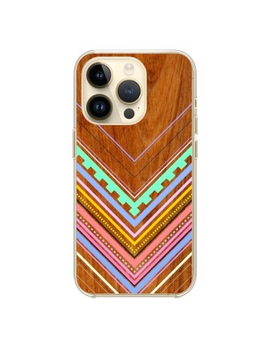 Coque iPhone 14 Pro Azteque Arbutus Pastel Bois Aztec Tribal - Jenny Mhairi