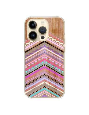 Coque iPhone 14 Pro Purple Chevron Wild Wood Bois Azteque Aztec Tribal - Jenny Mhairi