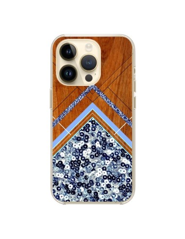 iPhone 14 Pro Case Sequin Geometry Wood Aztec Tribal - Jenny Mhairi