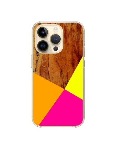 Coque iPhone 14 Pro Wooden Colour Block Bois Azteque Aztec Tribal - Jenny Mhairi