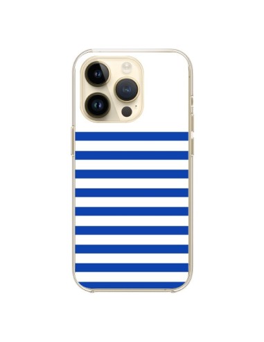 Coque iPhone 14 Pro Mariniere Bleu - Jonathan Perez