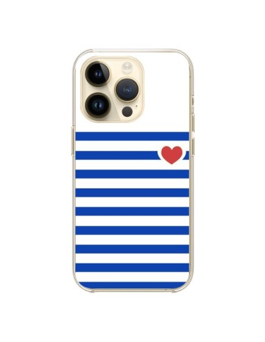 Coque iPhone 14 Pro Mariniere Coeur - Jonathan Perez