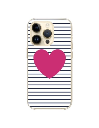 Coque iPhone 14 Pro Coeur Traits Marin - Jonathan Perez