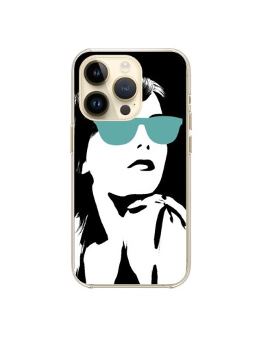 Coque iPhone 14 Pro Fille Lunettes Bleues - Jonathan Perez