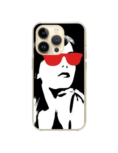 Coque iPhone 14 Pro Fille Lunettes Rouges - Jonathan Perez