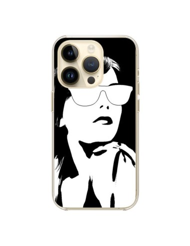 Cover iPhone 14 Pro Ragazza Occhiali Bianco - Jonathan Perez