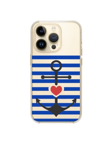 Cover iPhone 14 Pro Ancora Marina Cuore Trasparente - Jonathan Perez