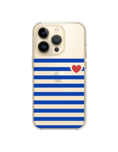 Coque iPhone 14 Pro Mariniere Coeur Love Transparente - Jonathan Perez
