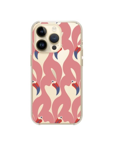 Coque iPhone 14 Pro Flamant Rose Flamingo Transparente - Dricia Do