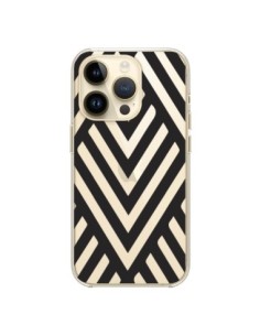 Coque iPhone 14 Pro Geometric Azteque Noir Transparente -...