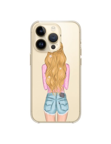 Coque iPhone 14 Pro Blonde Don't Care Transparente - kateillustrate