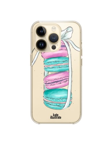 Coque iPhone 14 Pro Macarons Pink Mint Rose Transparente - kateillustrate