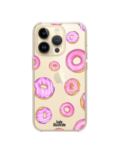 Coque iPhone 14 Pro Pink Donuts Rose Transparente - kateillustrate