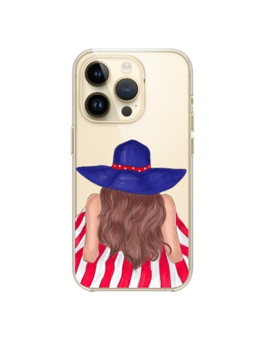 Coque iPhone 14 Pro Beah Girl Fille Plage Transparente - kateillustrate