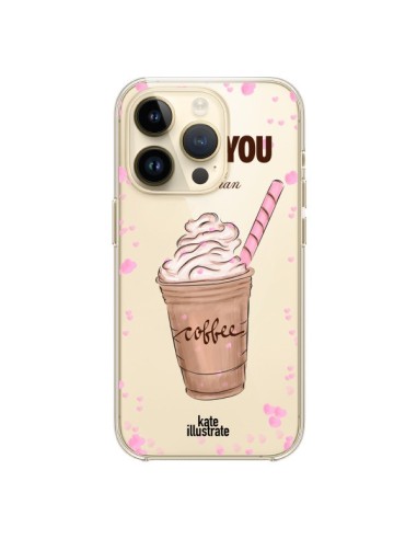 Coque iPhone 14 Pro I love you More Than Coffee Glace Amour Transparente - kateillustrate